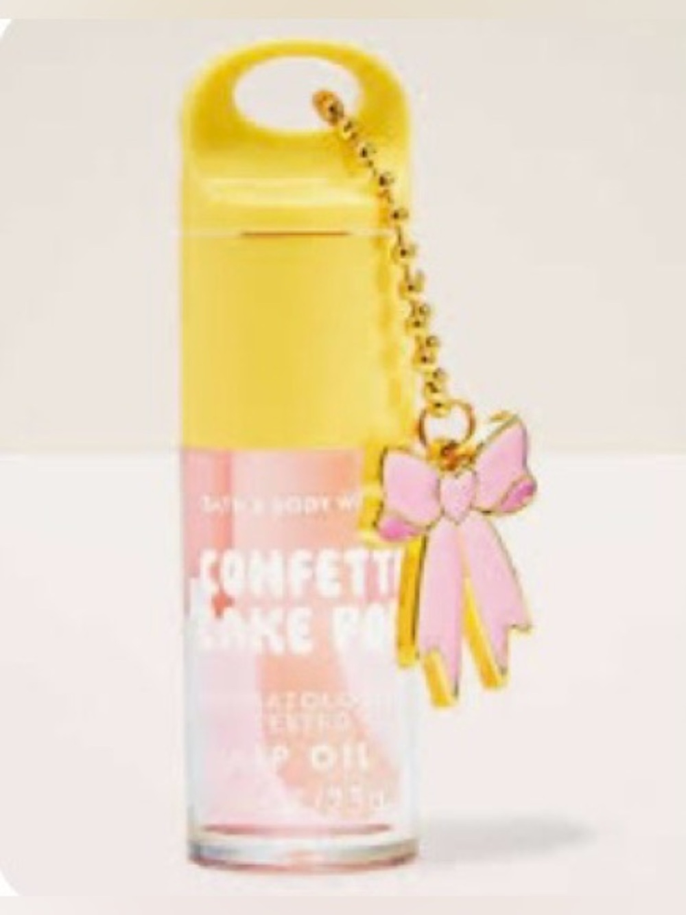 Bath and Body Works Lip Oil Confetti Cake Pop w/ Pink Bow Charm SOLD OUT NEW